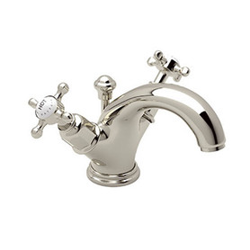 Bathroom Faucet and Metal Cross Handles in Polished Nickel