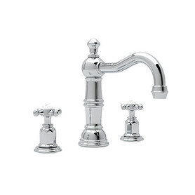 Rohl U.3721X-APC-2 Widespread Bathroom Faucet and Metal Cross Handles in Polished Chrome