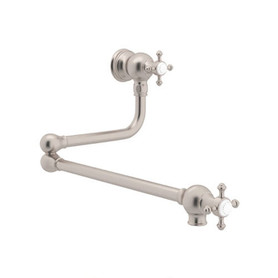 Rohl U.4798X-STN-2 Wall Mounted Pot Filler in Satin Nickel