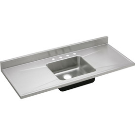 60" x 25" x 7-1/2" 18 Gauge Stainless Steel Single Bowl Sink Top with 4 Faucet Holes in Lustrous Satin
