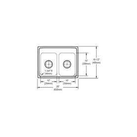 25" x 19-1/2" x 10-1/8" 18 Gauge Stainless Steel Equal Double Bowl Drop-in Kitchen Sink with 1 Faucet Hole in Lustrous Satin