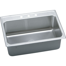 31" x 22" x 10-1/8" 18 Gauge Stainless Steel Single Bowl Drop-in Kitchen Sink with 3 Faucet Holes in Lustrous Satin