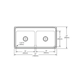 43" x 22" x 7-5/8" 18 Gauge Stainless Steel Equal Double Bowl Drop-in Kitchen Sink with 2 Faucet Holes in Lustrous Satin