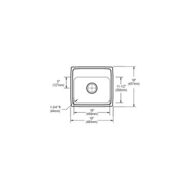 19" x 18" x 6" 18 Gauge Stainless Steel Single Bowl Drop-in ADA Sink with 1 Faucet Hole in Lustrous Satin
