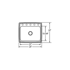 25" x 22" x 12-1/8" 18 Gauge Stainless Steel Single Bowl Drop-in Laundry Sink with 3 Faucet Holes in Lustrous Satin