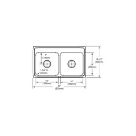 33" x 19-1/2" x 7-1/8" 20 Gauge Stainless Steel Equal Double Bowl Drop-in Kitchen Sink with 2 Faucet Holes in Brushed Satin