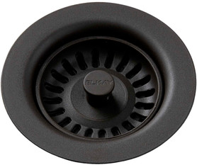 Polymer Drain Fitting with Removable Basket Strainer and Rubber Stopper in Mocha