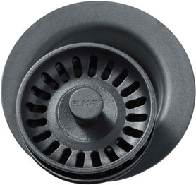Polymer Disposal Flange with Removable Basket Strainer and Rubber Stopper in Dusk Gray