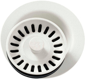 Polymer Disposal Flange with Removable Basket Strainer and Rubber Stopper in Parchment