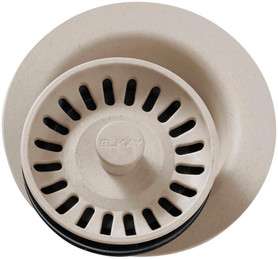 Polymer Disposal Flange with Removable Basket Strainer and Rubber Stopper in Putty