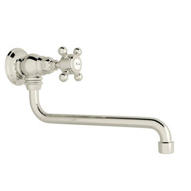 Wall Mount 11-3/4" Reach Pot Filler With Cross Handle In Polished Nickel