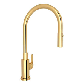 Pull-Down Kitchen Faucet With Metal Lever Handle In Italian Brass