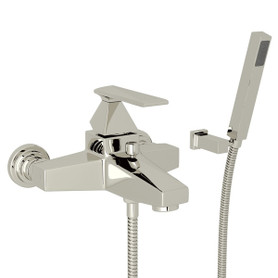 Wall Mount Exposed Tub Set with Handshower in Polished Nickel