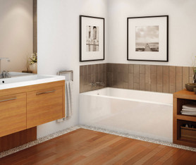 60in x 32in x 18in Rectangular Acrylic Alcove Soaking Bathtub with Right Hand Drain, Integrated Tiling Flange and Skirt, in White