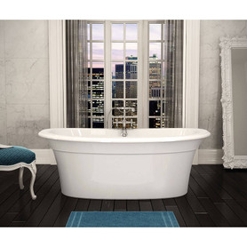 105744-000-001 66in x 36in x 24in Oval Acrylic Freestanding Soaking Bathtub with Center Drain, in White