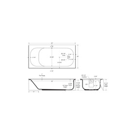 cast Standard Outlet Slip-Resistant Bottom Bath with Right Hand Drain, in White