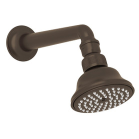 3-1/16" Perletto Anti-Cal Showerhead with 7 1/8" Shower Arm in Tuscan Brass
