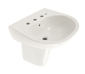 LHT241.8G#01 22-7/8-in Wall Mounted Bathroom Sink with 3 Faucet Holes Drilled, Overflow and SanaGloss Ceramic Glaze in Cotton