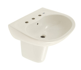 LHT241.8G#11 22-7/8-in Wall Mounted Bathroom Sink with 3 Faucet Holes Drilled, Overflow and SanaGloss Ceramic Glaze in Colonial White