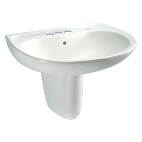 LHT242.4G#01 26-in Wall Mounted Bathroom Sink with 3 Faucet Holes Drilled, Overflow and SanaGloss Ceramic Glaze in Cotton