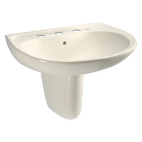 LHT242.8G#12 26-in Wall Mounted Bathroom Sink with 3 Faucet Holes Drilled, Overflow and SanaGloss Ceramic Glaze in Sedona Beige