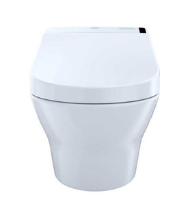 1.28 and 0.9 GPF One-Piece D-Shape Dual Flush Wall-Hung Round Toilet with Copper Supply Line in Cotton