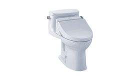 MW6342044CEFG#01 1.28 GPF One-Piece Elongated Bowl with Single Flush and Washlet+ C200 Washlet in Cotton
