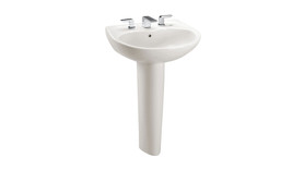 LPT241G#11 Single Hole Pedestal Lavatory with CeFiONtect in Colonial White