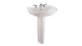 Single Hole Pedestal Lavatory with CeFiONtect in Colonial White