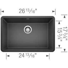 17.75-in x 26.8125-in Granite 8.625-in Deep Kitchen Sink, in Anthracite