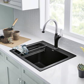 22-in x 25-in Granite 12-in Laundry Sink, in Anthracite