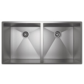 Equal Double Bowl Kitchen Sink in Brushed Stainless Steel