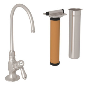 C-Spout Filter Faucet Kit With Mini Metal Lever Handle In Satin Nickel
