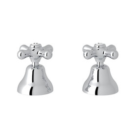 Deck Mount Set of Hot and Cold 1/2" Sidevalves with Cross Handles in Polished Chrome