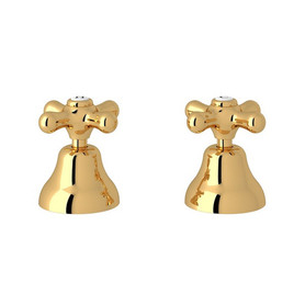 Deck Mount Set of Hot and Cold 1/2" Sidevalves with Cross Handles in Italian Brass