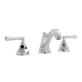 High Neck Widespread Lavatory Faucet with Hex Spout Metal Lever Handles and Pop-Up in Polished Chrome