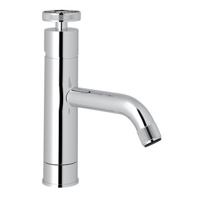 Single Hole Lavatory Faucet with Industrial Metal Wheel in Polished Chrome