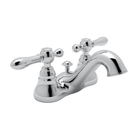 4" Centerset Lavatory Faucet with Classic Metal Levers and Pop-Up in Polished Chrome