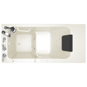 28-in. x 48-in. Walk-In Air Spa and Whirlpool Massage Bathtub with Left-Hand Drain and Tub Faucet in Linen