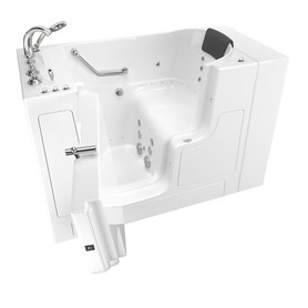 American Standard 3052OD.109.CLW-PC 30-in. x 52-in. Outward Opening Door Walk-In Air Spa and Whirlpool Massage Bathtub with Left Door/Drain and Tub Faucet in White