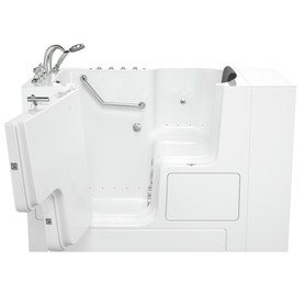 3252OD.109.CLW-PC 32-in. x 52-in. Outward Opening Door Walk-In Air Spa and Whirlpool Massage Bathtub with Left Door/Drain and Tub Faucet in White