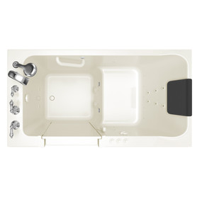 32-in. x 60-in. Walk-In Air Spa and Whirlpool Massage Bathtub with Left-Hand Drain and Tub Faucet in Linen