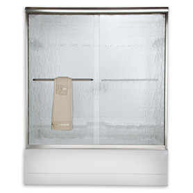 56" Tall Frameless Bypass, Clear Glass Double Sliding Shower Door for 56" to 60" Width Openings in Silver