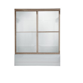 58.5" Tall Framed, Bypass, Clear Glass Shower Door for 56" to 60" Width Openings in Brushed Nickel