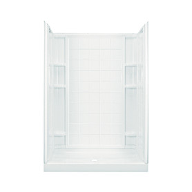 72130106-0 77-in x 35.25-in x 60-in Vikrell Wall and Floor 4-Piece Alcove Shower Kit in White