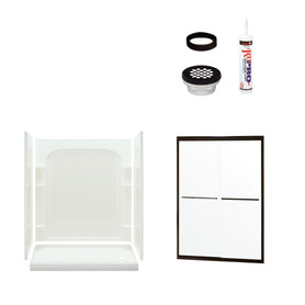 73.75-in x 60-in x 30-in Vikrell Wall and Floor 5-Piece Alcove Shower Kit in Deep Bronze with Clear Glass