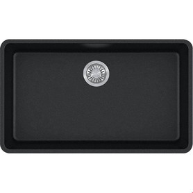 32-3/8in Single Basin Undermount Granite Kitchen Sink in Onyx