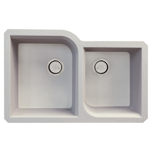 31.75-in x 20.75-in x 9.5-in Granite 1-3/4 Offset Double Undermount Kitchen Sink in Cafe Latte with Grids, Strainer, Disposer Strainer, Installation Kit
