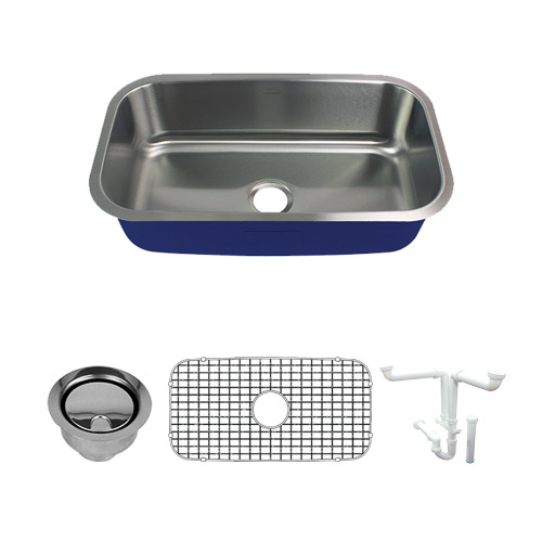 31.5-in x 18-in x 9-in 16 Gauge Super Single Bowl, Undermount Stainless Steel Kitchen Sink Kit with Grid, Strainer, Installation Kit 31.5-in x 18-in x 9-in 16 Gauge Super Single Bowl, Undermount Stainless Steel Kitchen Sink Kit with Grid, Strainer, Installation Kit