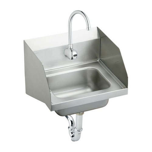 CHS1716LRSSACMC Commercial Stainless Steel Handwash Sink Package with Single Faucet Hole in Buffed Satin